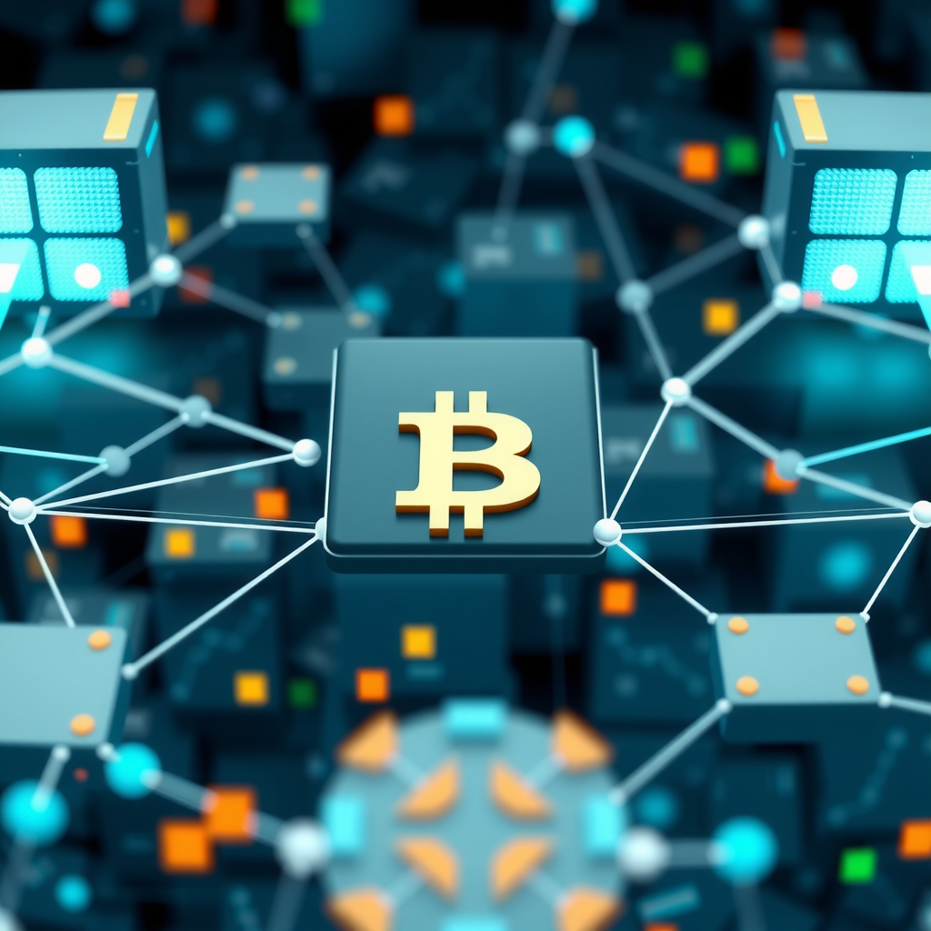 Visual representation of blockchain technology showing interconnected blocks, distributed ledger concept, and digital network nodes illustrating decentralized data structure