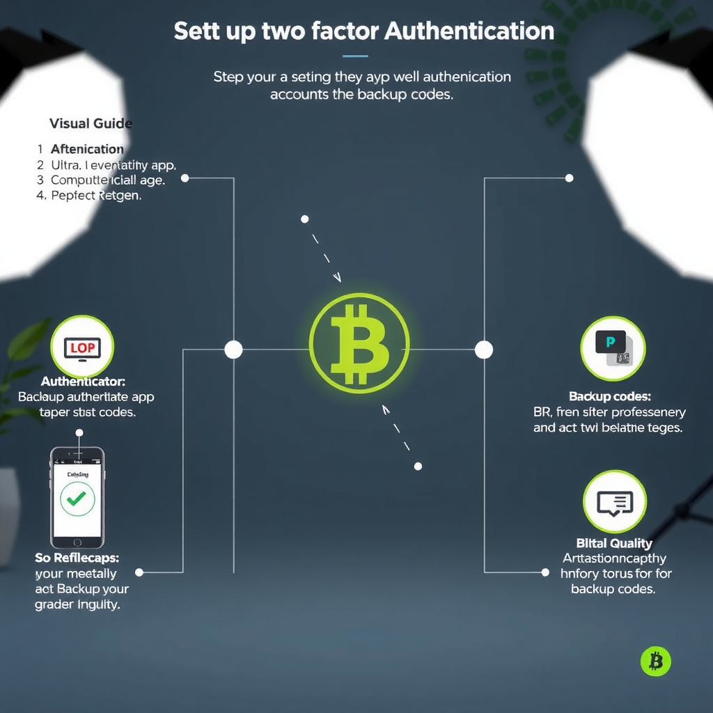 Stapsgewijze visuele handleiding voor het instellen van tweefactorauthenticatie op cryptocurrency accounts met authenticator app en backup codes